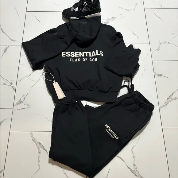 Essentials Black Hoodie and Joggers Set - Picture 1 of 4
